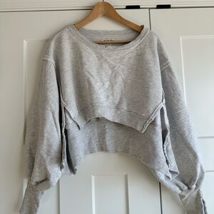 We The Free Gray Cropped Sweatshirt